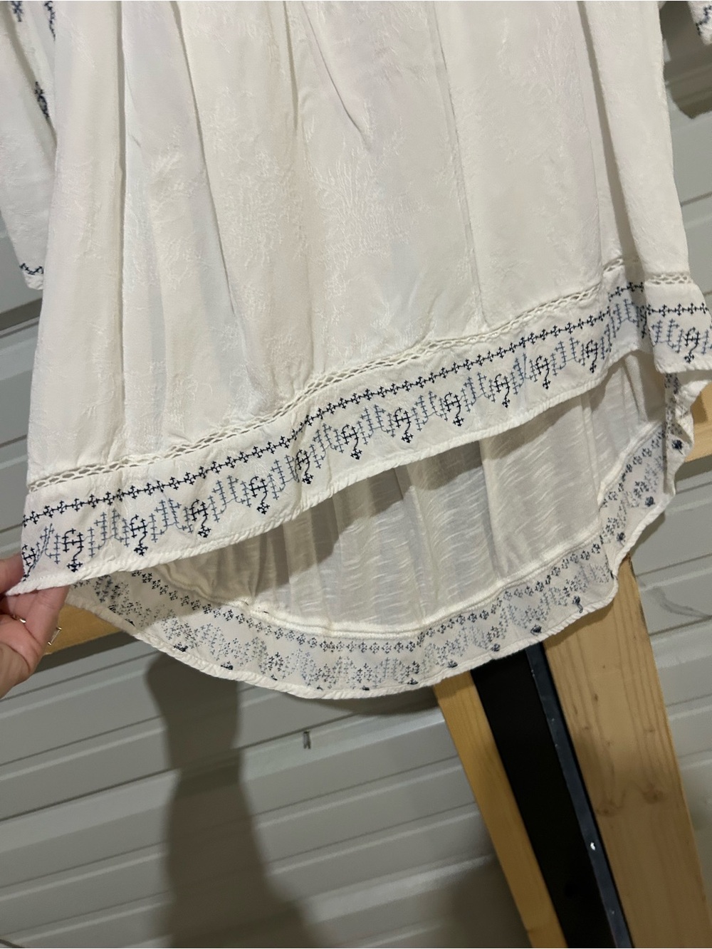 Knox Rose White Embroidered Floral Boho High Low Blouse Top Small Cottagecore - Picture 4 of 7